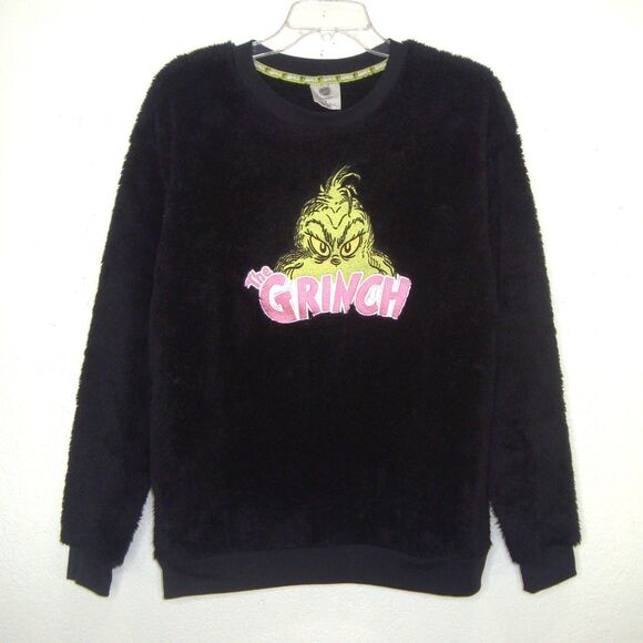 The Grinch Embroidered Black Plush Fleece Unisex Pullover - Picture 2 of 9